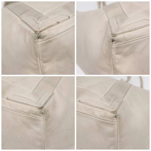 BALENCIAGA Navy Cabas Hand Bag Leather White Silver - Picture 16 of 16